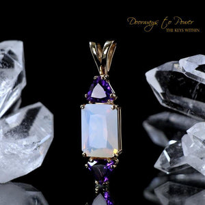 Angel Aura Opal Andara Crystal Pendant with Amethyst 14k