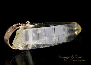 Golden Lemurian Light Language Quartz Crystal Pendant 