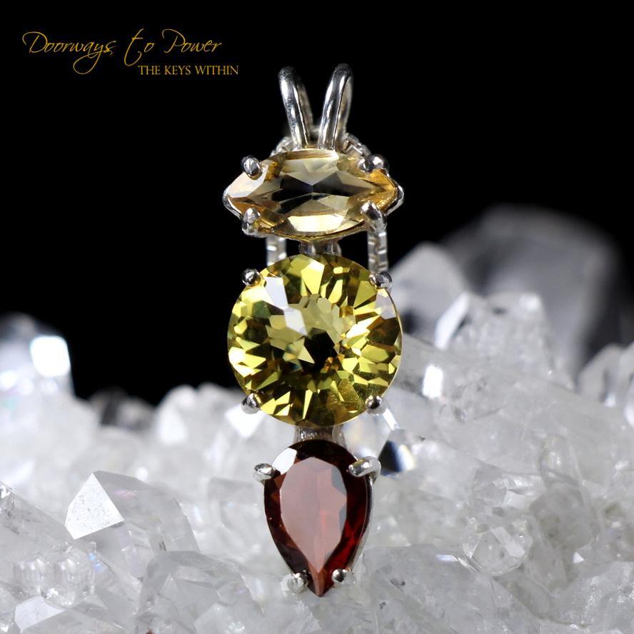 Citrine Siberian Gold Quartz Garnet Radiant Heart Pendant - Doorways to ...
