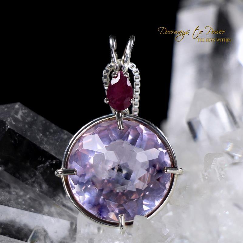 Ruby Lavender Quartz Red Ruby Radiant Heart Pendant