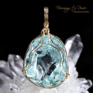 Aqua Serenity Andara Crystal Pendant 14k 'Atlantean Hologram'