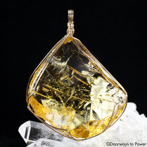 Lemurian Amber Andara Crystal Pendant 14k 'Light Transmuted into Life'