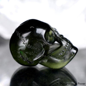 Rare Moldavite Tektite Crystal Scull Hand Carved