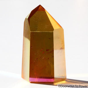 Golden Aura Quartz Crystal Point & Temple Heart Dow