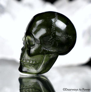 Rare Moldavite Tektite Crystal Scull Hand Carved