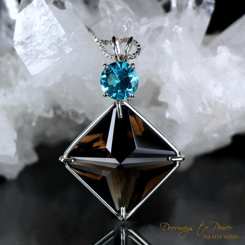 Smoky Quartz & Bahia Blue Obsidian Magician Stone Pendant