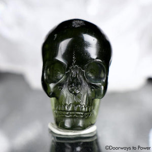 Rare Moldavite Tektite Crystal Scull Hand Carved