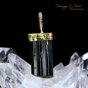 Black Tourmaline 14k Gold Pendant