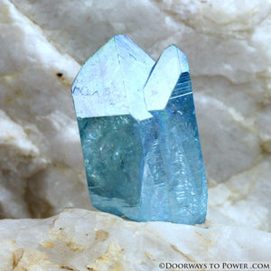 Aqua Aura Quartz Record Keeper Twin Time Link Crystal