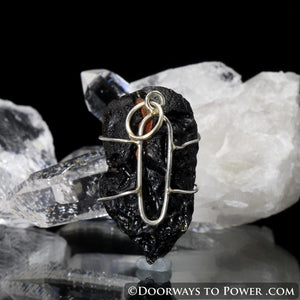 Tibetan Tektite Crystal Pendant .925 SS