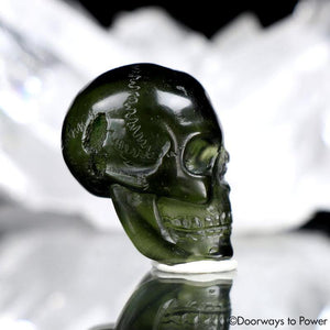 Rare Moldavite Tektite Crystal Scull Hand Carved