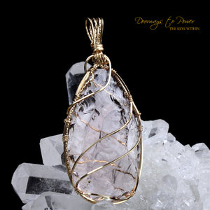 Arcturian StarSeed Pink Andara Crystal Pendant 14k 'Quantum Light Pod'