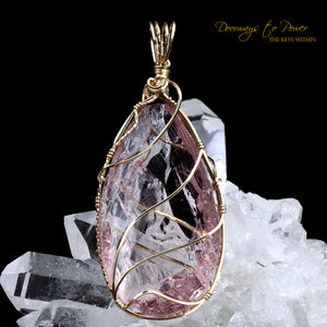 Arcturian StarSeed Pink Andara Crystal Pendant 14k 'Quantum Light Pod'