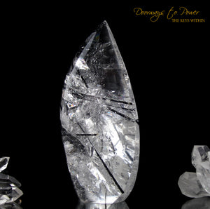 Black Tourmalinated Clear Quartz Crystal Sculpture 'The Oracle'