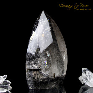 Black Tourmalinated Clear Quartz Crystal Sculpture 'The Oracle' 