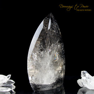 Black Tourmalinated Clear Quartz Crystal Sculpture 'The Oracle' 