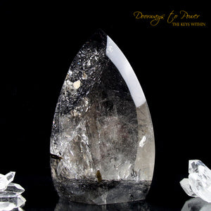 Black Tourmalinated Clear Quartz Crystal Sculpture 'The Oracle' 