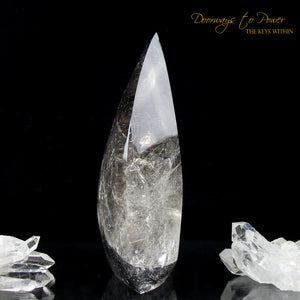 Black Tourmalinated Clear Quartz Crystal Sculpture 'The Oracle' 