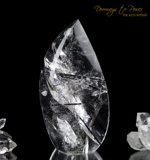 Black Tourmalinated Clear Quartz Crystal Sculpture 'The Oracle'