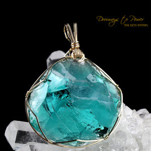 Cyan Angeles Andara Crystal Pendant 14k 'Celestial Messenger'