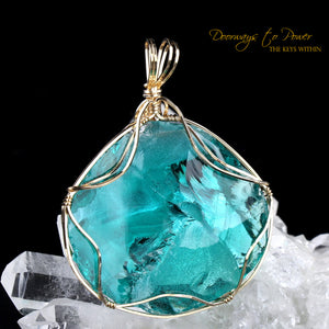 Cyan Angeles Andara Crystal Pendant 14k 'Celestial Messenger'