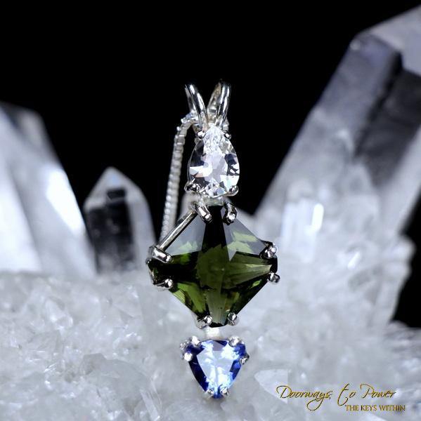 Danburite Moldavite Phenacite Synergy 12 Pendant