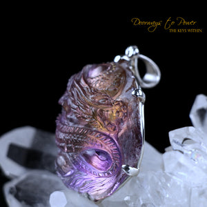 Hand Carved Ametrine Dragon Crystal Pendant 