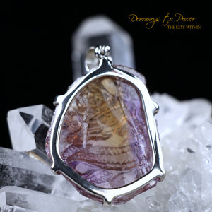 Hand Carved Ametrine Dragon Crystal Pendant 