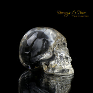 Golden Phenacite Crystal Skull Carving