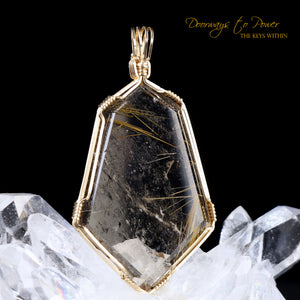 Golden Rutilated Quartz Crystal Pendant 14k 'The Illuminator' 