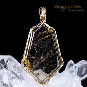 Golden Rutilated Quartz Crystal Pendant 14k 'The Illuminator' 