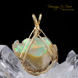 Mystical Opal Meditative Light Crystal Pendant 14k