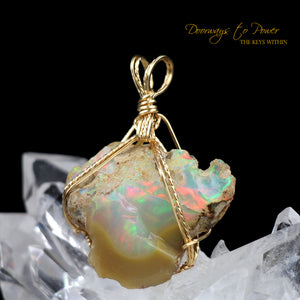 Mystical Opal Meditative Light Crystal Pendant 14k