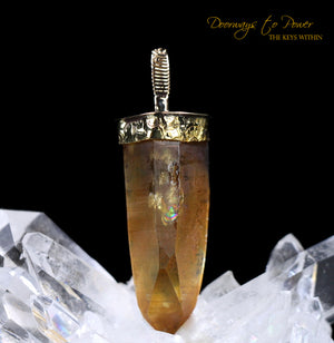 Tangerine Lemurian Light Language Crystal Pendant 