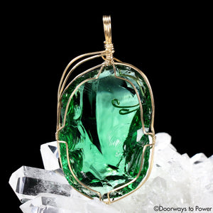 Thoth the Atlantean Emerald Green Andara Crystal Pendant 14k