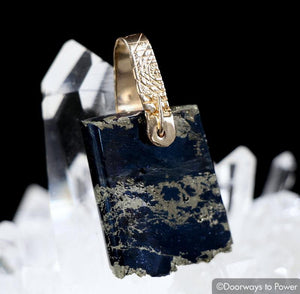 Covellite & Blue Sapphire Pendant 14k Gold 'Mastery Series'