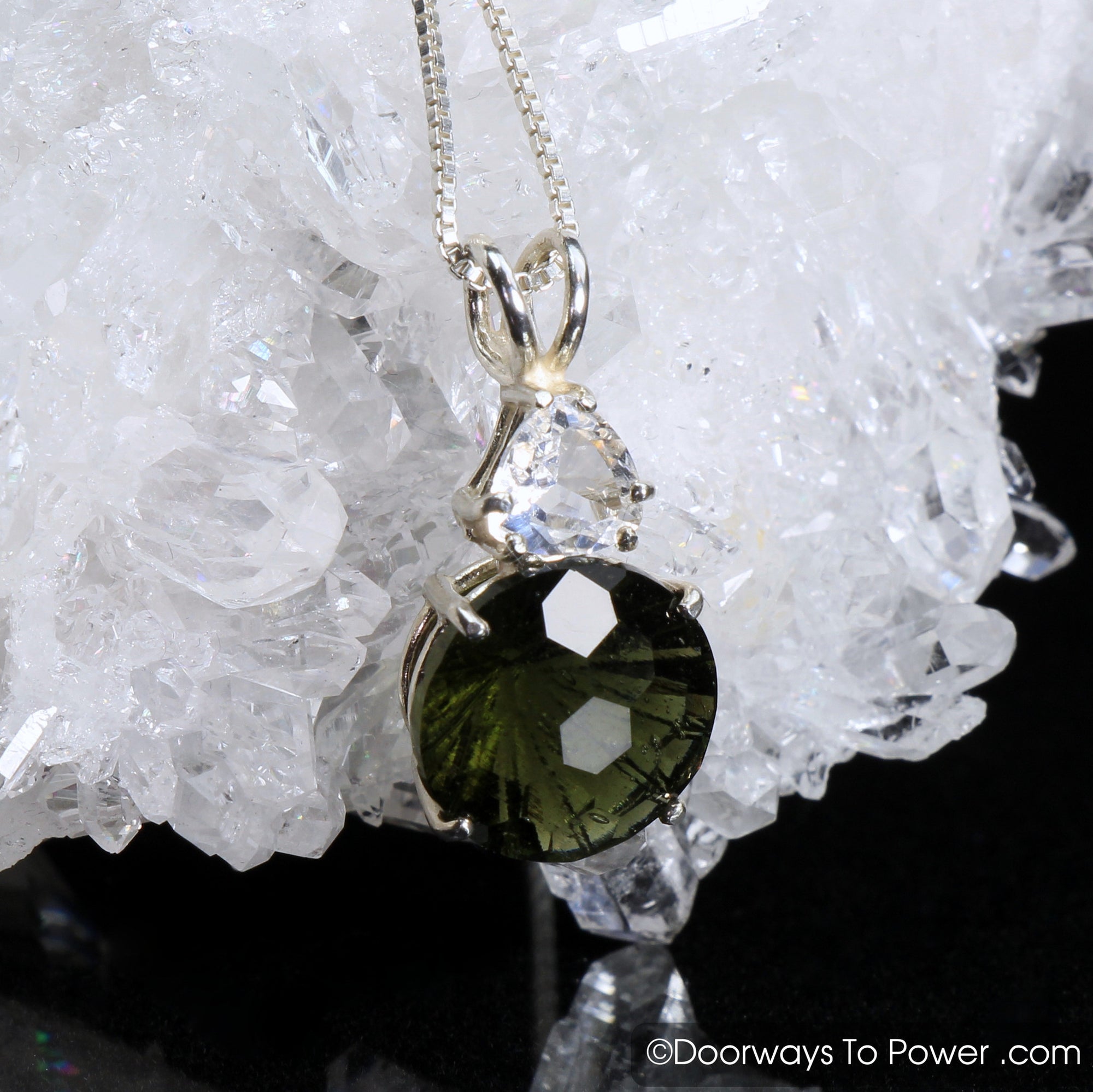 Moldavite & Danburite Super Nova Pendant .925 SS