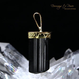 Black Tourmaline Light Language Pendant 14k 'Energetic Armor'