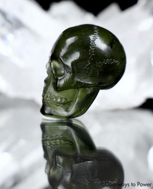 Rare Moldavite Tektite Crystal Scull Hand Carved