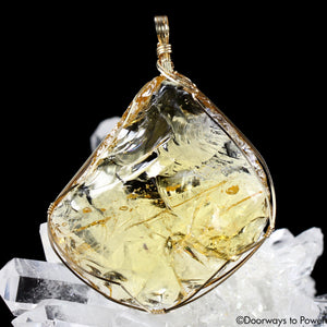 Lemurian Amber Andara Crystal Pendant 14k '