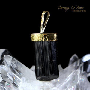 Black Tourmaline Light Language Pendant 14k 'Energetic Armor'