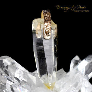 Lemurian Light Language Crystal Pendant with Record Keeper 14k