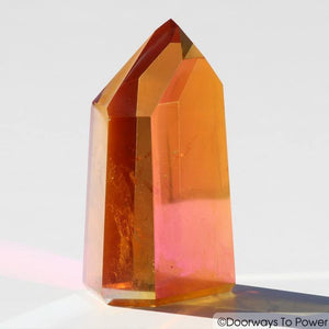 Golden Aura Quartz Crystal Point & Temple Heart Dow