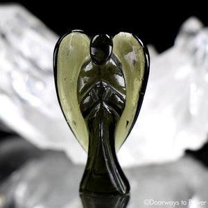 Moldavite Tektite Angel Hand Carved