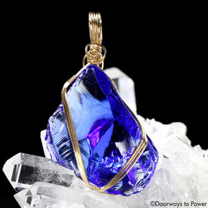 Majestic Elestial Starlight Sapphire Andara Crystal Pendant 14k Gold \ OverSoul \ 6D