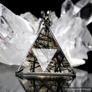 John of God Tourmalinated Quartz Star of David Crystal Pendant