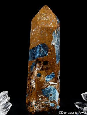 Blue Apatite and Jasper Crystal Altar Stone